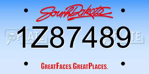 1Z87489 South Dakota License Plate
