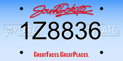1Z8836 South Dakota License Plate