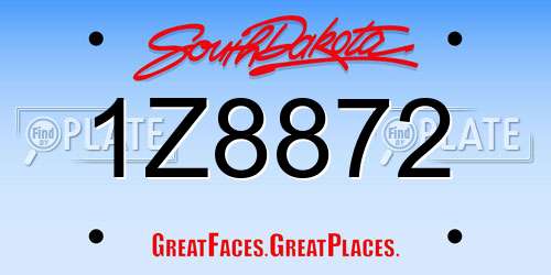 1Z8872 South Dakota License Plate