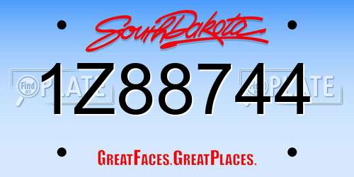1Z88744 South Dakota License Plate