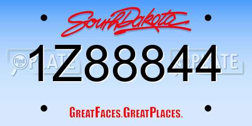 1Z88844 South Dakota License Plate