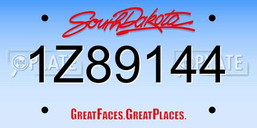1Z89144 South Dakota License Plate
