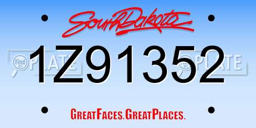 1Z91352 South Dakota License Plate