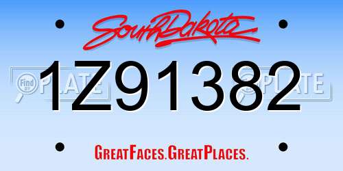 1Z91382 South Dakota License Plate