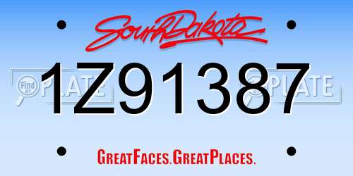 1Z91387 South Dakota License Plate