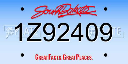 1Z92409 South Dakota License Plate