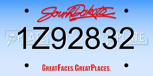 1Z92832 South Dakota License Plate