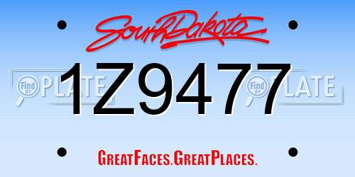 1Z9477 South Dakota License Plate