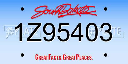 1Z95403 South Dakota License Plate
