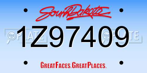 1Z97409 South Dakota License Plate