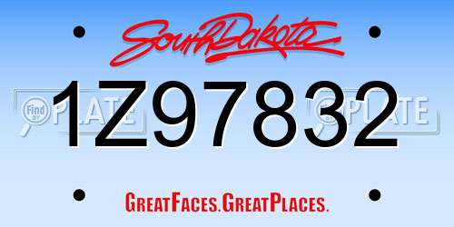 1Z97832 South Dakota License Plate
