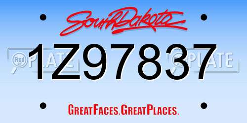 1Z97837 South Dakota License Plate