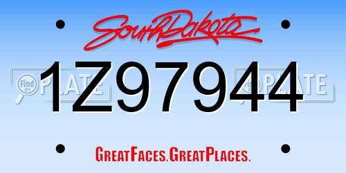 1Z97944 South Dakota License Plate