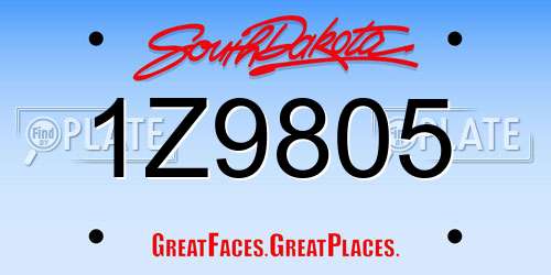 1Z9805 South Dakota License Plate