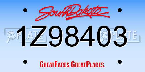 1Z98403 South Dakota License Plate