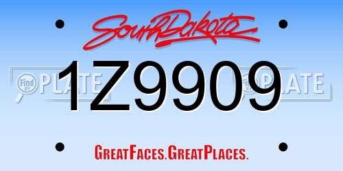1Z9909 South Dakota License Plate
