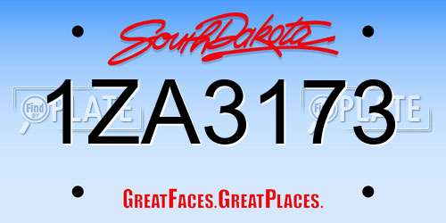 1ZA3173 South Dakota License Plate