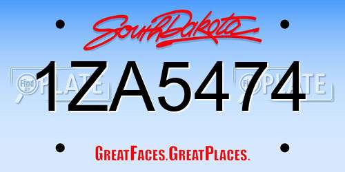 1ZA5474 South Dakota License Plate