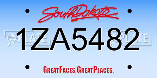 1ZA5482 South Dakota License Plate