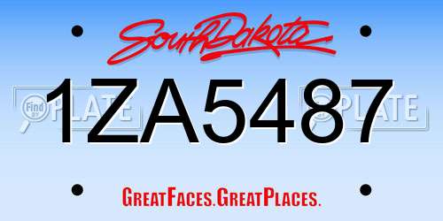 1ZA5487 South Dakota License Plate