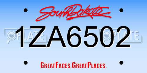 1ZA6502 South Dakota License Plate