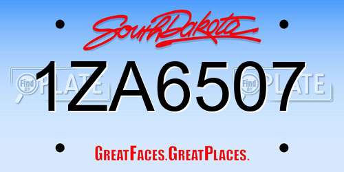 1ZA6507 South Dakota License Plate