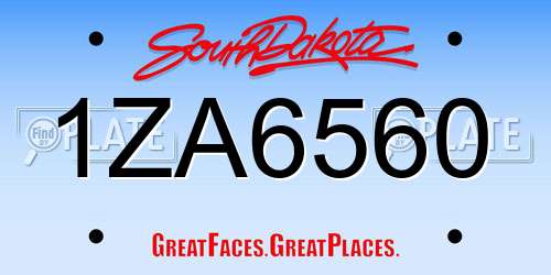 1ZA6560 South Dakota License Plate