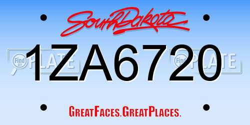1ZA6720 South Dakota License Plate