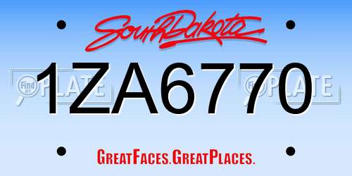 1ZA6770 South Dakota License Plate