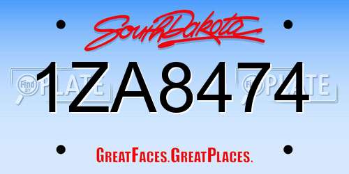 1ZA8474 South Dakota License Plate