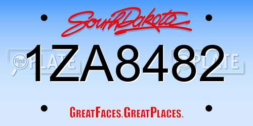 1ZA8482 South Dakota License Plate