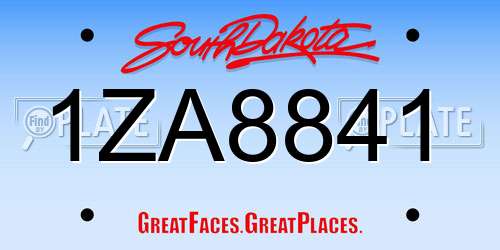 1ZA8841 South Dakota License Plate