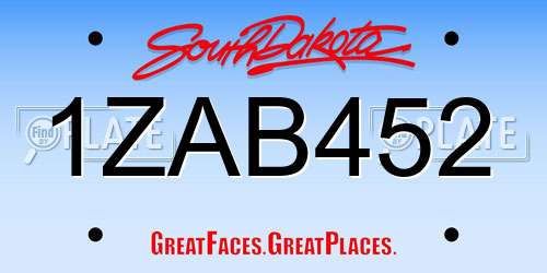 1ZAB452 South Dakota License Plate