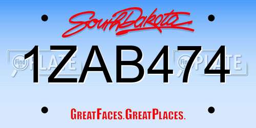 1ZAB474 South Dakota License Plate