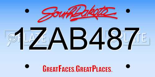 1ZAB487 South Dakota License Plate