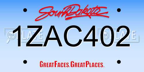 1ZAC402 South Dakota License Plate
