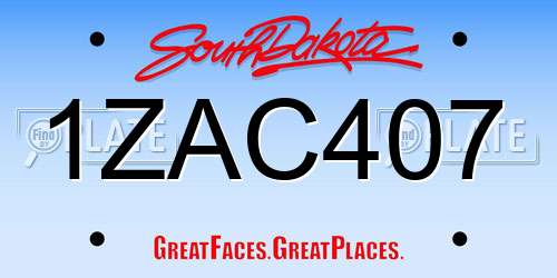 1ZAC407 South Dakota License Plate