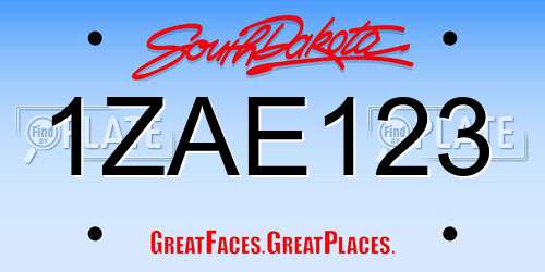 1ZAE123 South Dakota License Plate