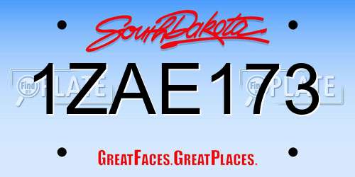 1ZAE173 South Dakota License Plate