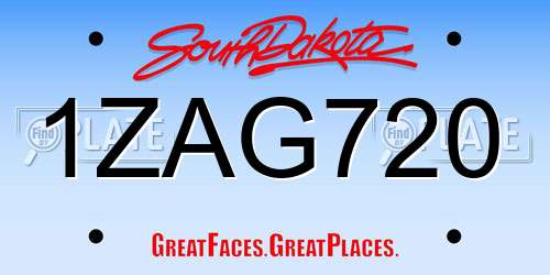 1ZAG720 South Dakota License Plate