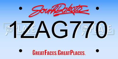 1ZAG770 South Dakota License Plate