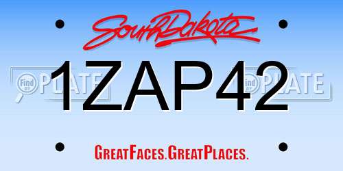 1ZAP42 South Dakota License Plate