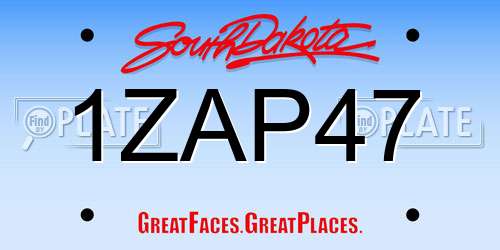 1ZAP47 South Dakota License Plate