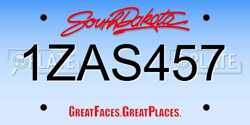 1ZAS457 South Dakota License Plate