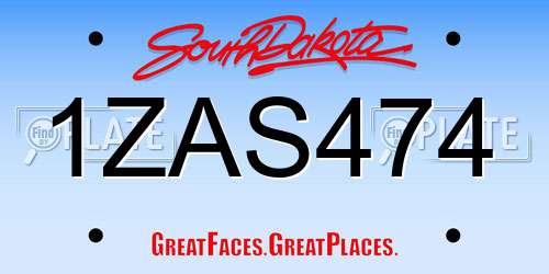 1ZAS474 South Dakota License Plate