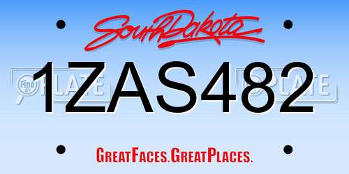 1ZAS482 South Dakota License Plate