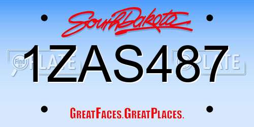 1ZAS487 South Dakota License Plate