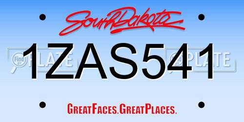 1ZAS541 South Dakota License Plate