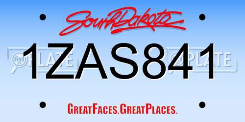 1ZAS841 South Dakota License Plate