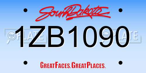 1ZB1090 South Dakota License Plate